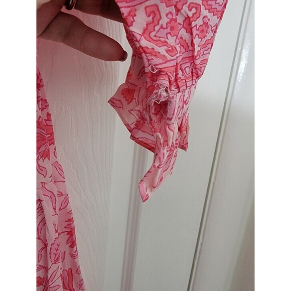 Bella Tu Off-The-Shoulder Mini Dress Pink Floral Bohemian Size XL Modified - Picture 15 of 16